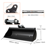 mini excavator 32 inch toothless bucket size